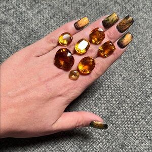 Elegant 7 pcs Golden Orange/Yellow Citrine Unidentified Loose Gemstones